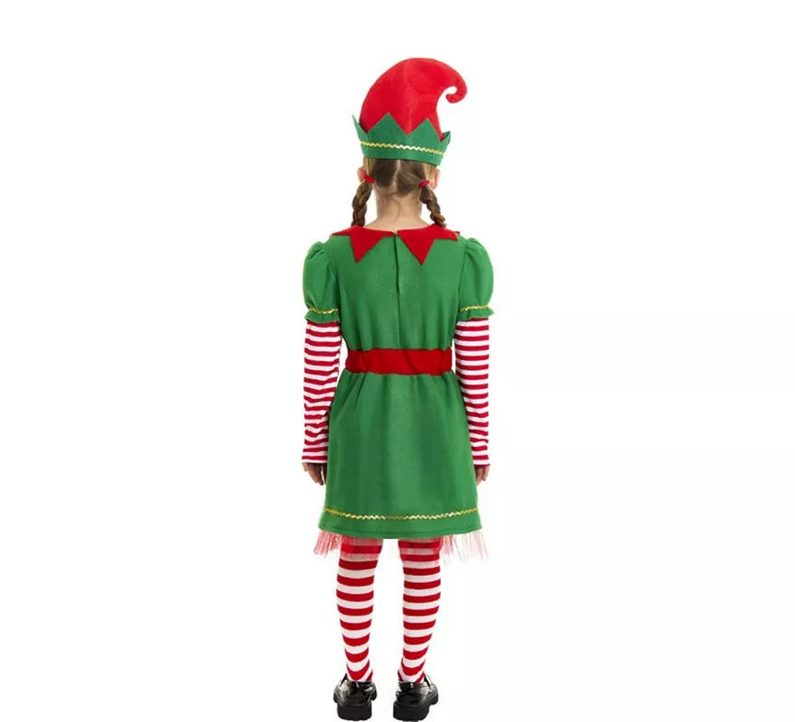 Translation missing: pt-PT.Disfraz de Elfa Polar en vestido verde y rojo para niña