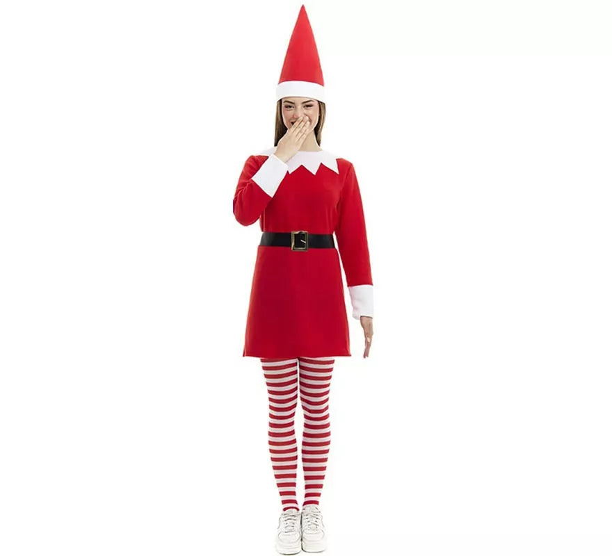 Translation missing: pt-PT.Disfraz de Elfa Polar roja en vestido con gorro para mujer