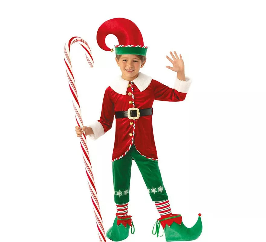 Translation missing: pt-PT.Disfraz de Elfo Ayudante de Santa deluxe con gorro para niño