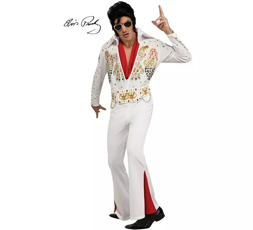 Translation missing: pt-PT.Disfraz de Elvis Clásico blanco y rojo deluxe para hombre