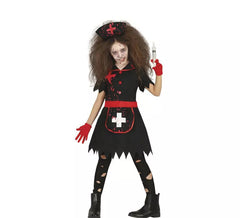 Fato de enfermeira zombie preta para menina