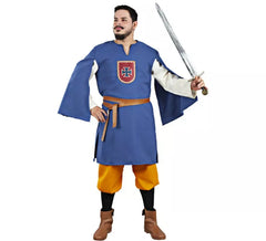 Fato de escudeiro real azul e laranja para homem