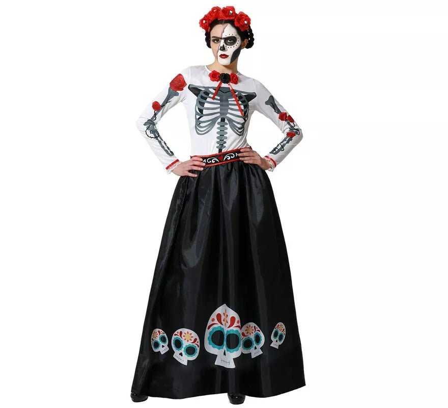 Translation missing: pt-PT.Disfraz de Esqueleto Mejicano Catrina Rosas para mujer