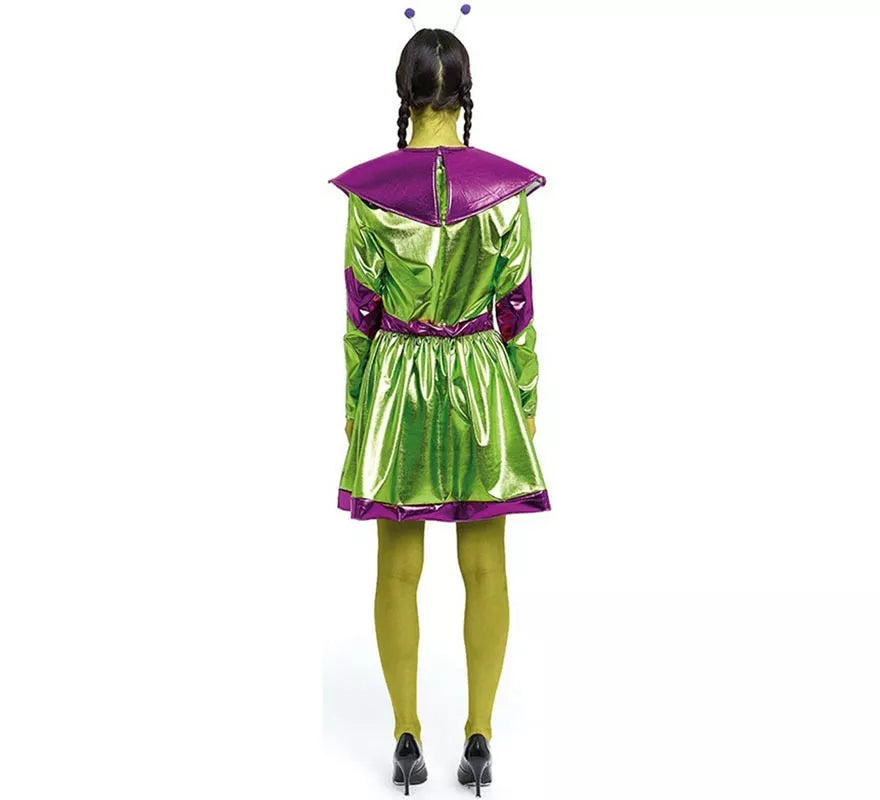 Translation missing: pt-PT.Disfraz de Extraterrestre verde y morado para mujer