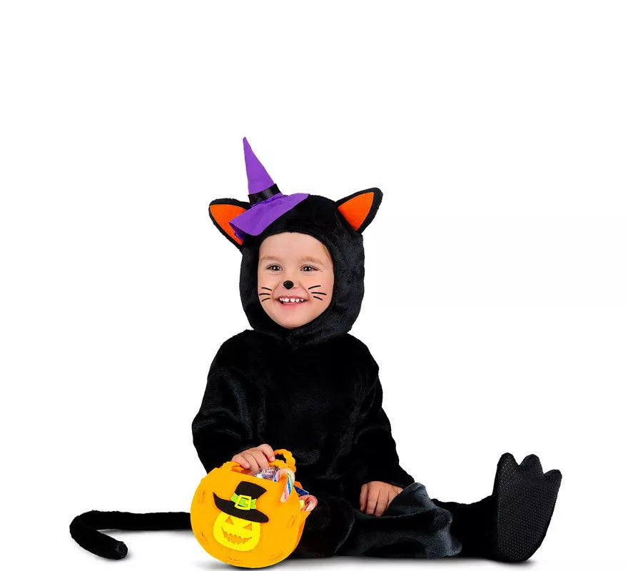 Translation missing: pt-PT.Disfraz de Gatito Negro con Calabaza para bebé y niños