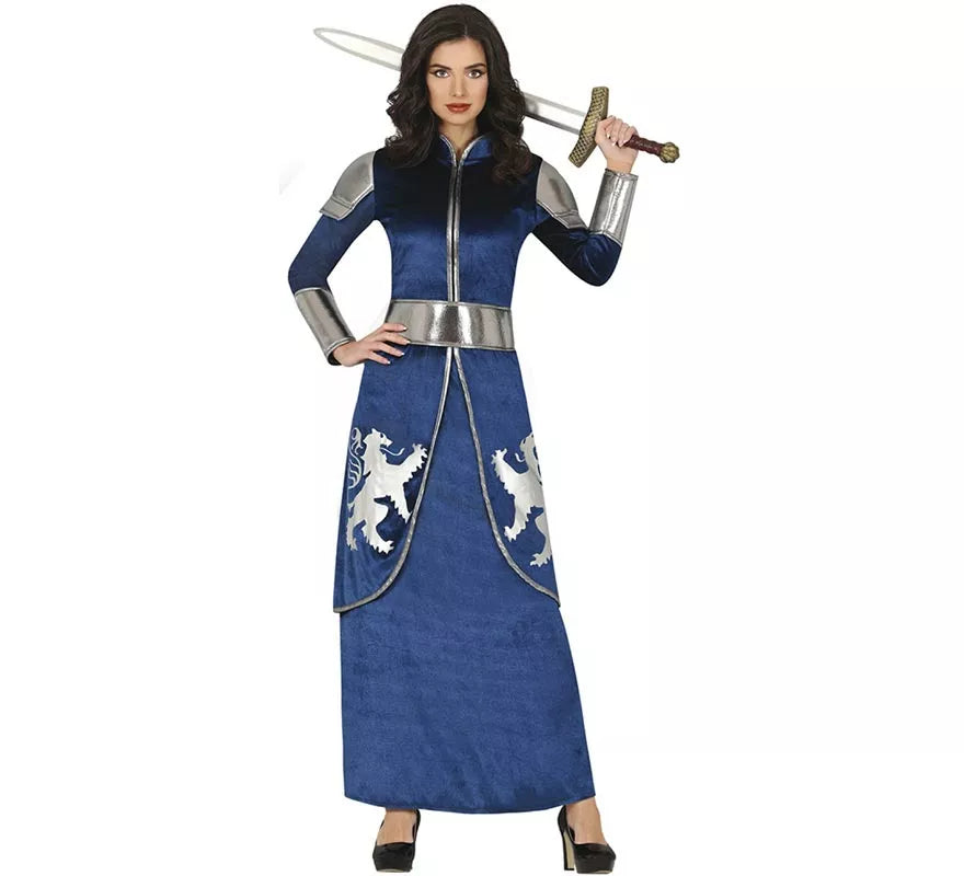 Translation missing: pt-PT.Disfraz de Guerrera Medieval azul y plateado para mujer