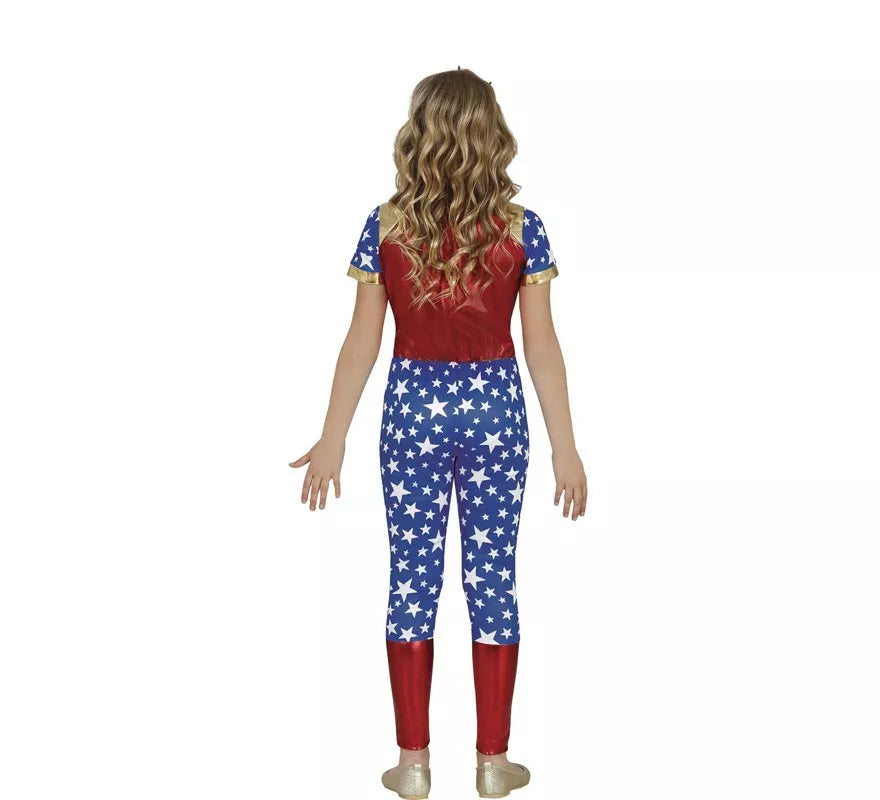 Translation missing: pt-PT.Disfraz de Heroína Estrella rojo y azul para niña