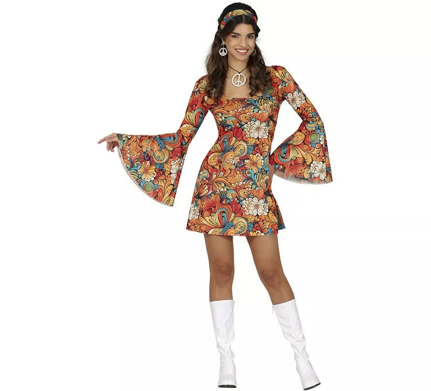 Translation missing: pt-PT.Disfraz de Hippie Años 70 floral para mujer