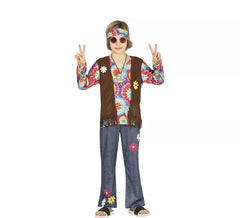 Fato de hippie com colete castanho para menino