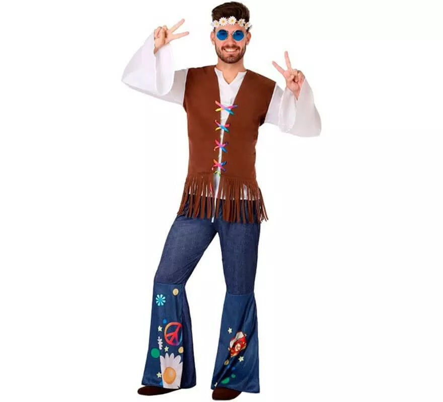 Translation missing: pt-PT.Disfraz de Hippie con Chaleco para hombre
