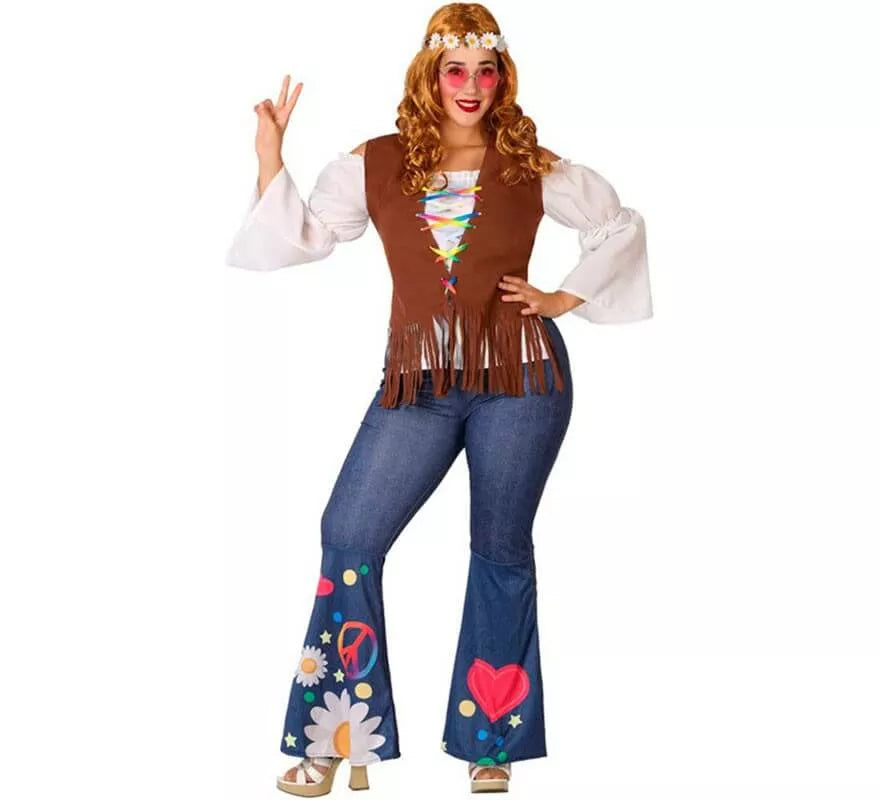 Translation missing: pt-PT.Disfraz de Hippie con Chaleco para mujer