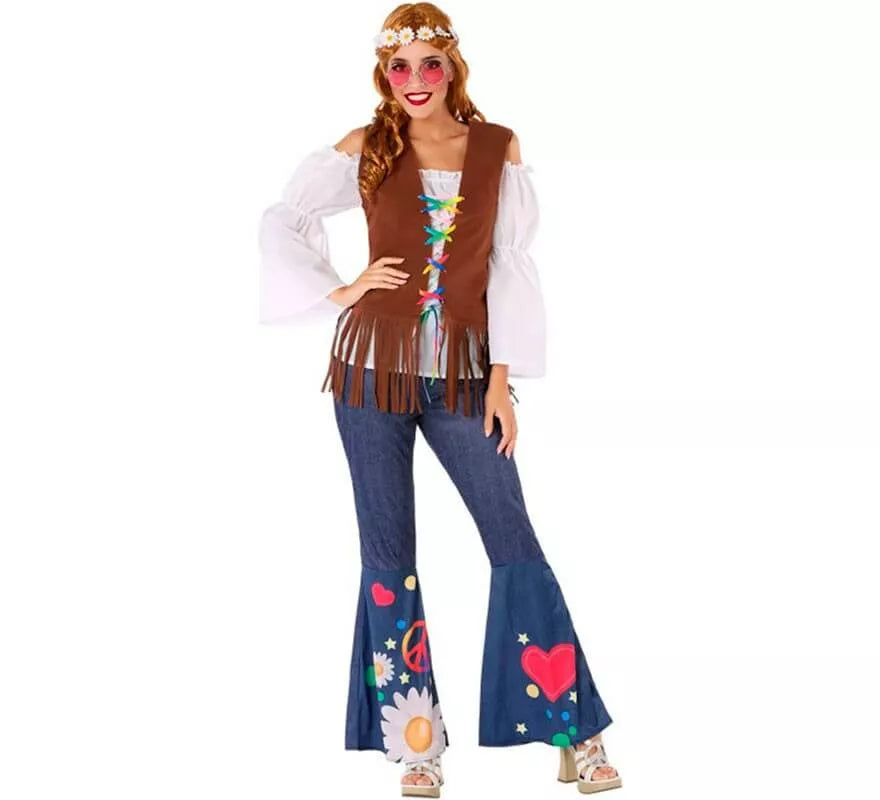 Translation missing: pt-PT.Disfraz de Hippie con Chaleco para mujer