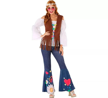 Disfraz de Hippie con Chaleco para mujer