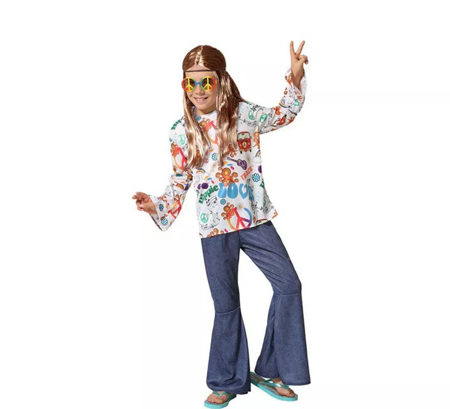 Translation missing: pt-PT.Disfraz de Hippie con Estampado para niño
