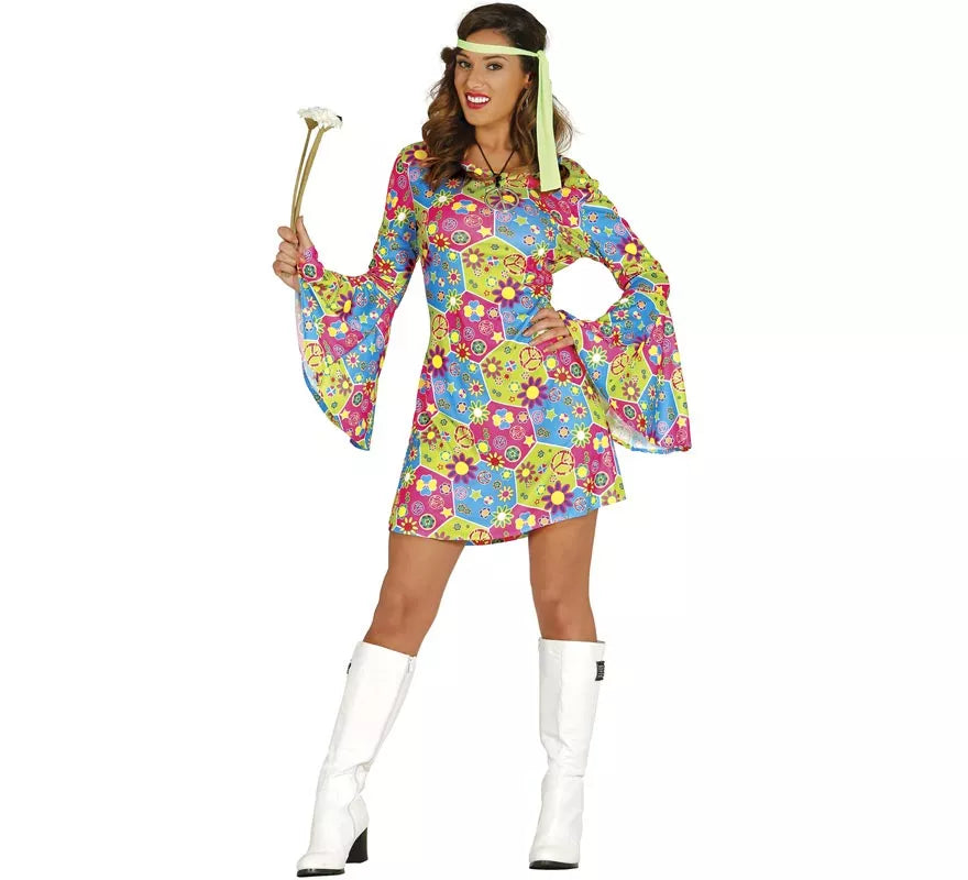 Translation missing: pt-PT.Disfraz de Hippie Flower Power para mujer