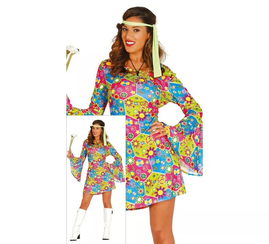 Translation missing: pt-PT.Disfraz de Hippie Flower Power para mujer