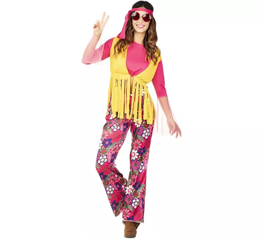 Translation missing: pt-PT.Disfraz de Hippie rosa para mujer