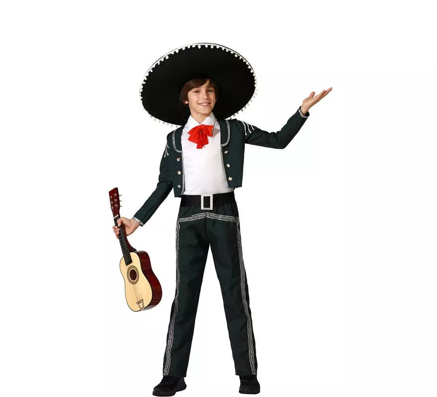 Translation missing: pt-PT.Disfraz de Mariachi negro con cinturón para niño