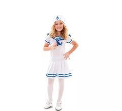 Fato de marinheiro azul e branco para menina