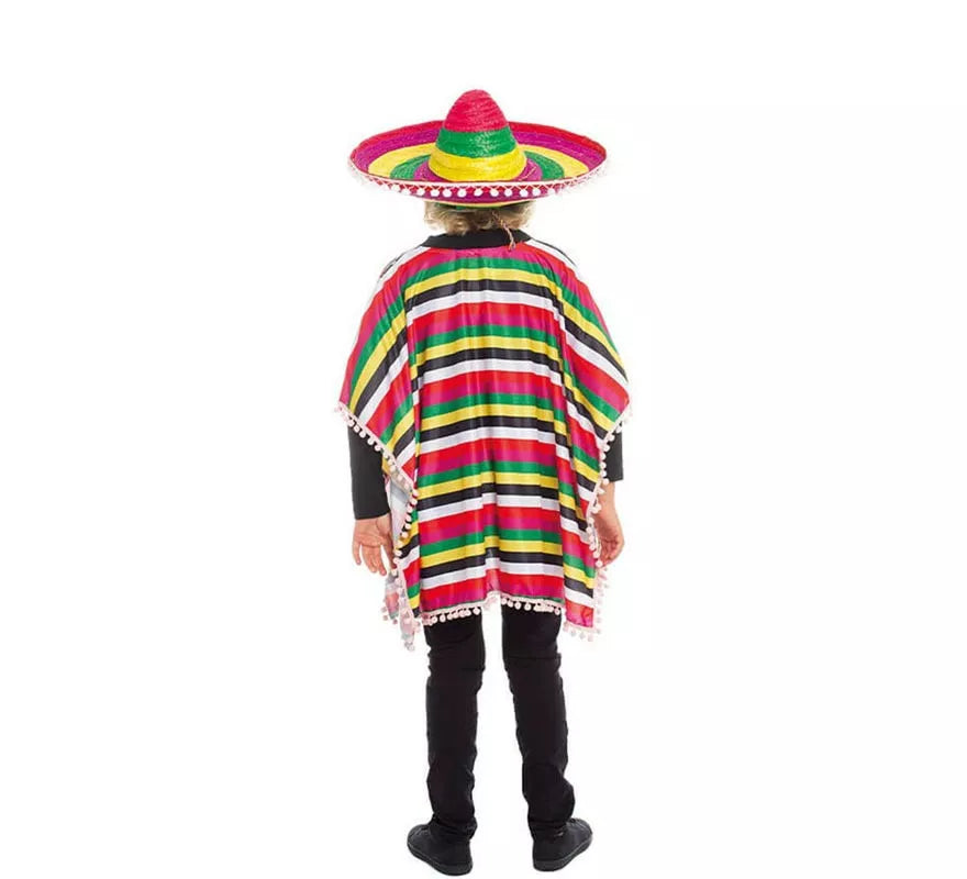 Translation missing: pt-PT.Disfraz de Mejicano poncho multicolor para niño