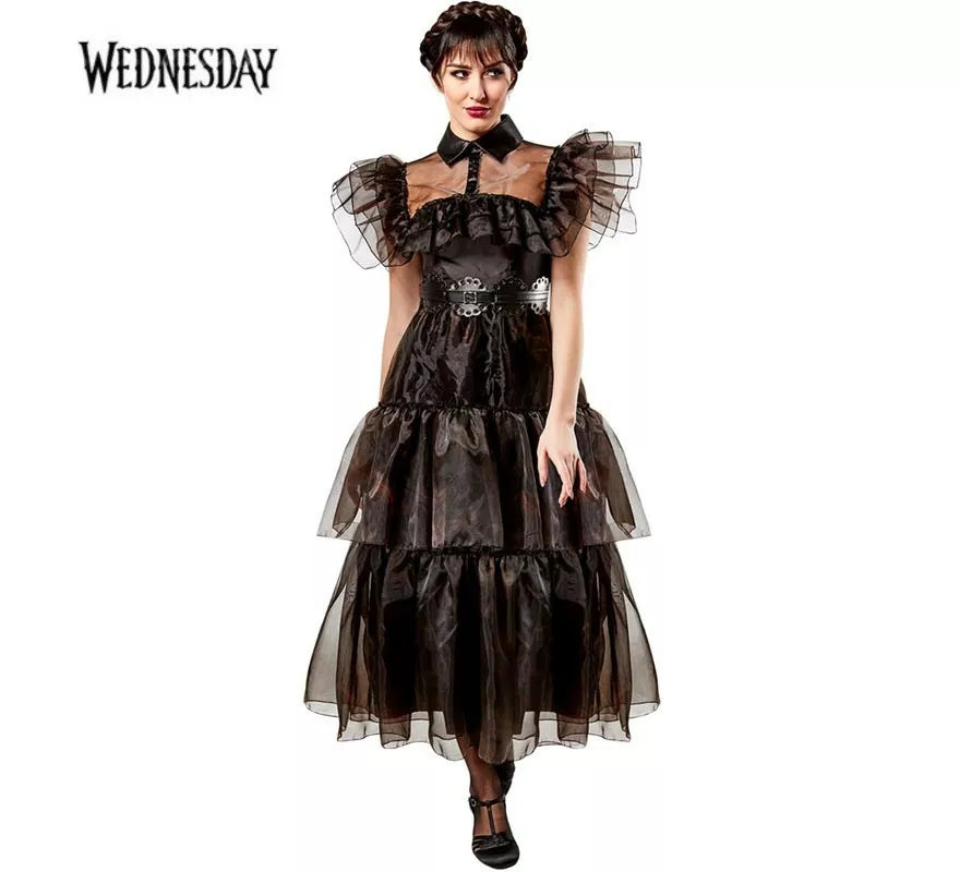 Translation missing: pt-PT.Disfraz de Miércoles vestido de baile negro deluxe para mujer