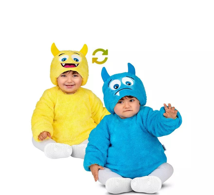 Translation missing: pt-PT.Disfraz de Monstruo Amarillo- Azul Reversible para bebé y niños