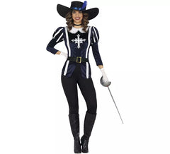 Fato de mosqueteiro azul para mulher