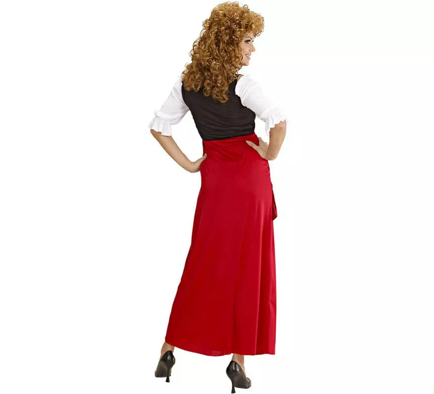 Disfraz de Moza de Taberna rojo y negro para mujer