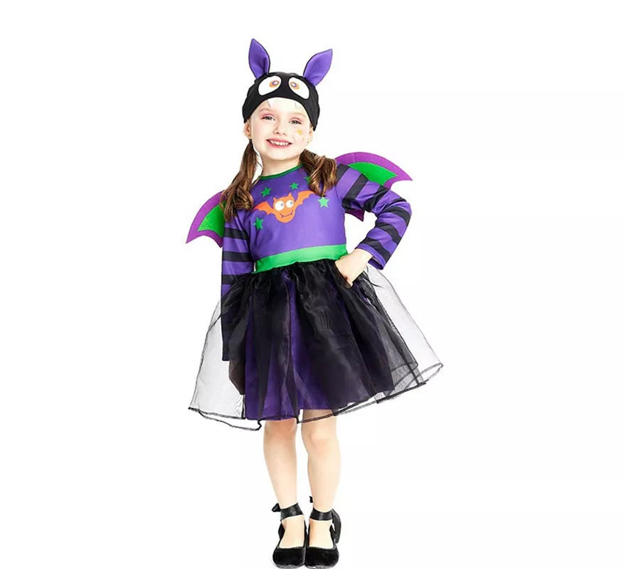 Translation missing: pt-PT.Disfraz de Murciélago morado con gorro y alas para bebé y niña
