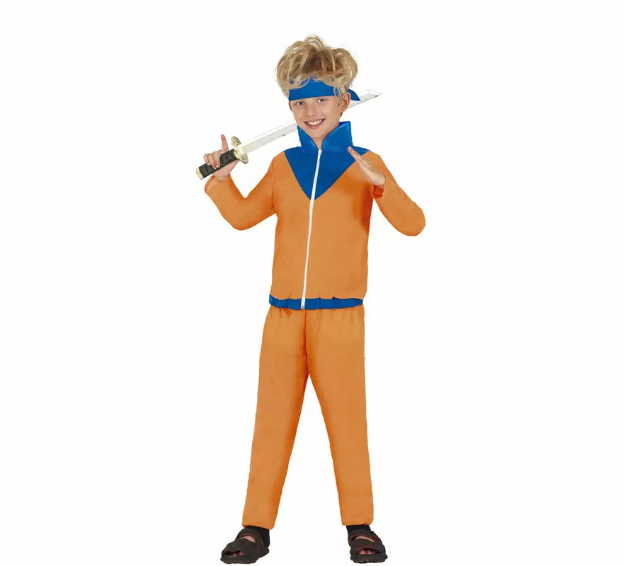 Translation missing: pt-PT.Disfraz de Ninja de Anime Naranja y Azul para niño