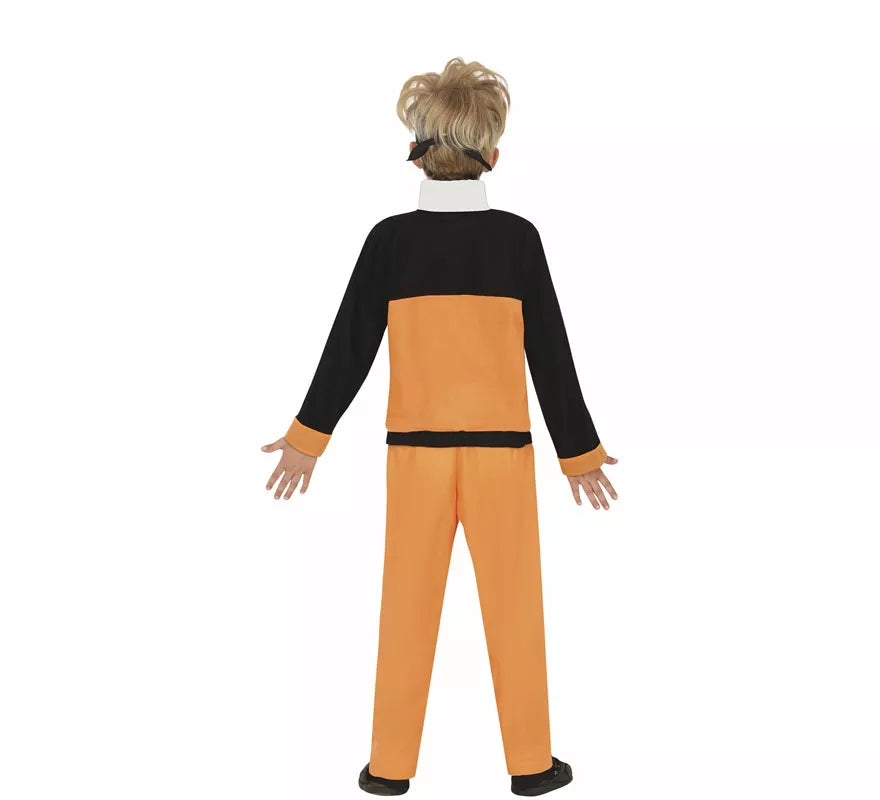 Translation missing: pt-PT.Disfraz de Ninja de Anime Naranja y Negro para niño