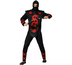 Fantasia masculina de dragão vermelho ninja
