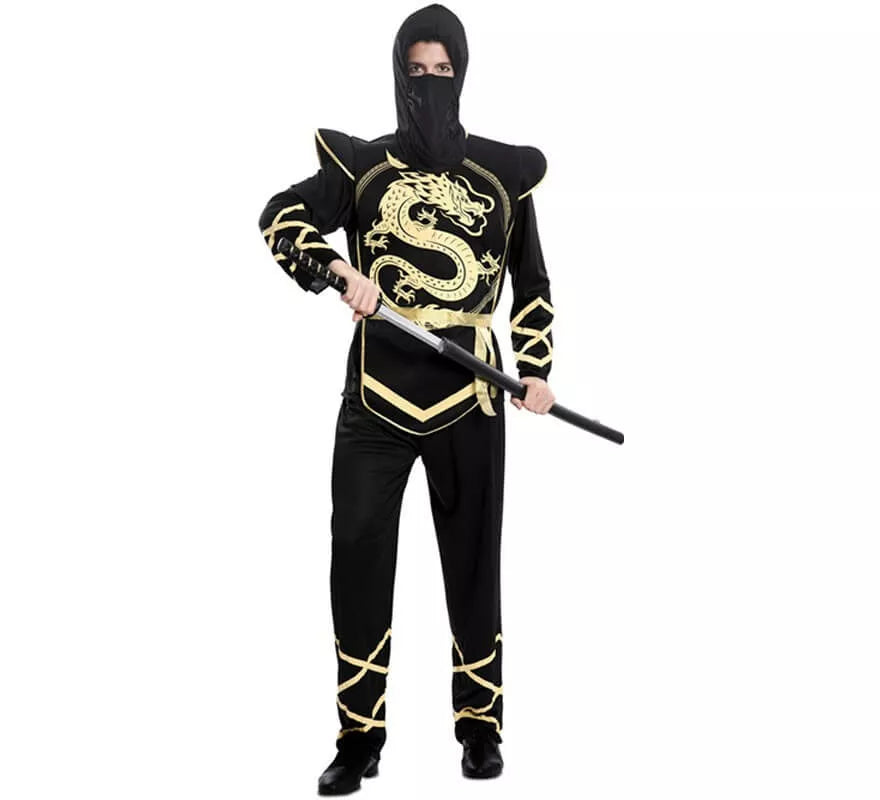 Translation missing: pt-PT.Disfraz de Ninja Negro y Dorado para hombre