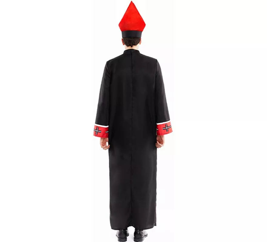 Translation missing: pt-PT.Disfraz de Obispo Satánico con estola negro y rojo para hombre