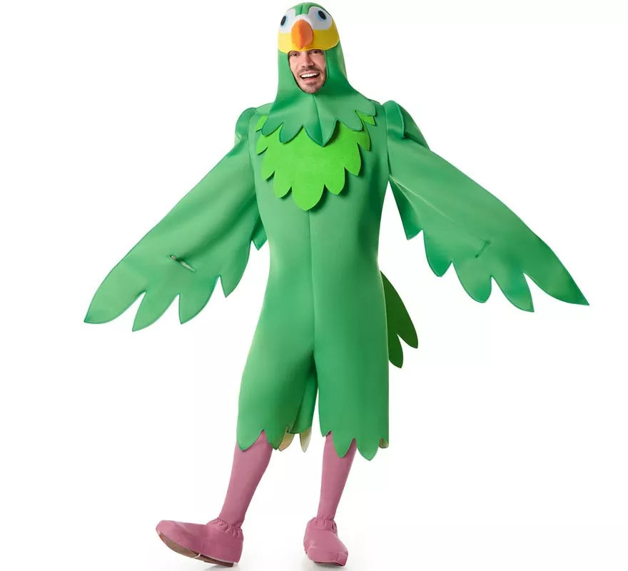 Translation missing: pt-PT.Disfraz de Pájaro Papagayo verde para hombre