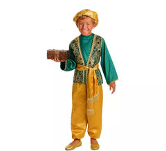 Traje de página verde para crianças