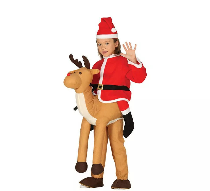 Translation missing: pt-PT.Disfraz de Papá Noel montando Reno para niños