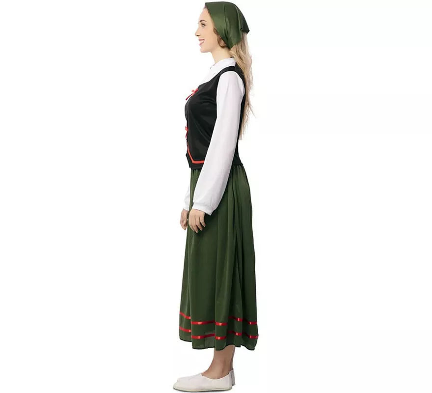 Translation missing: pt-PT.Disfraz de Pastora verde con pañuelo para mujer