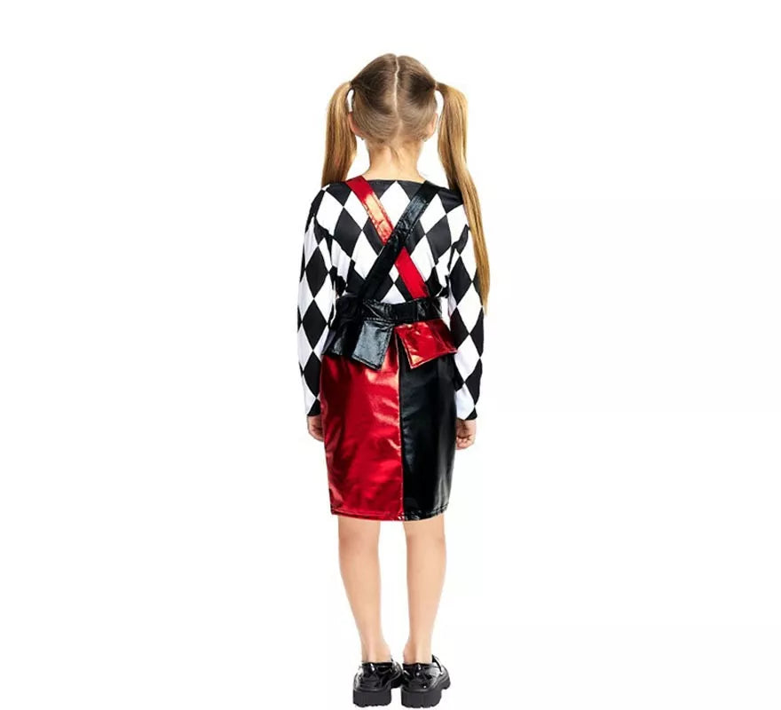 Translation missing: pt-PT.Disfraz de Payasa Rombos negro y rojo para niña y adolescente