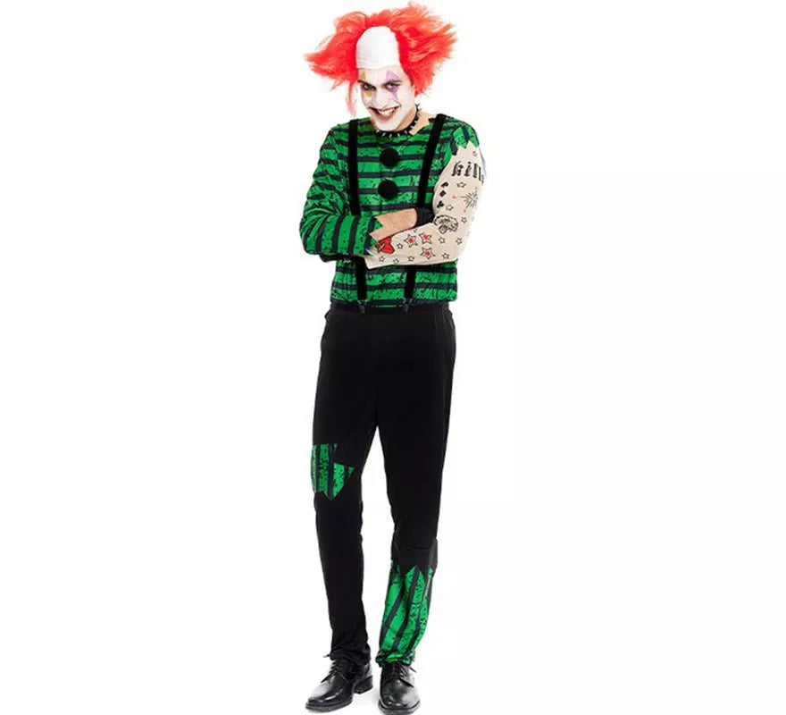 Translation missing: pt-PT.Disfraz de Payaso Asesino verde y negro para hombre