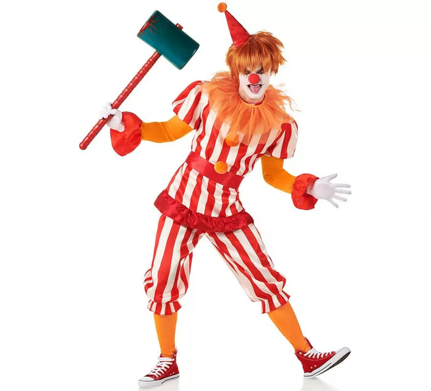Translation missing: pt-PT.Disfraz de Payaso de Circo rojo y blanco para hombre