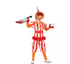 Fato de palhaço de circo vermelho e branco para criança