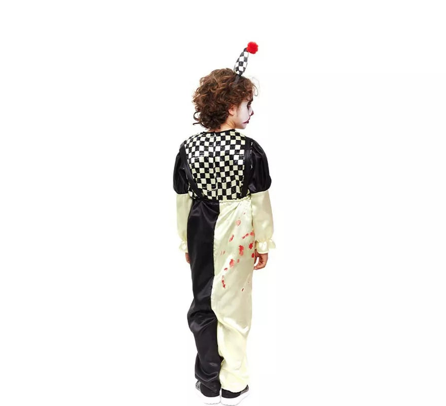 Translation missing: pt-PT.Disfraz de Payaso Horror a cuadros negro y blanco para niño