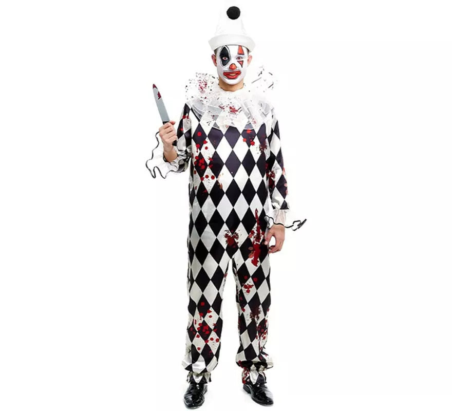 Translation missing: pt-PT.Disfraz de Payaso Pierrot Asesino con gorro para hombre