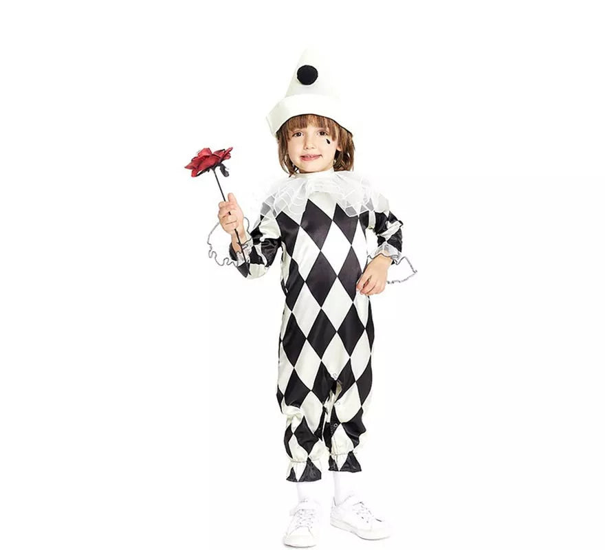 Translation missing: pt-PT.Disfraz de Payaso Pierrot rombos con sombrero para bebé y niño