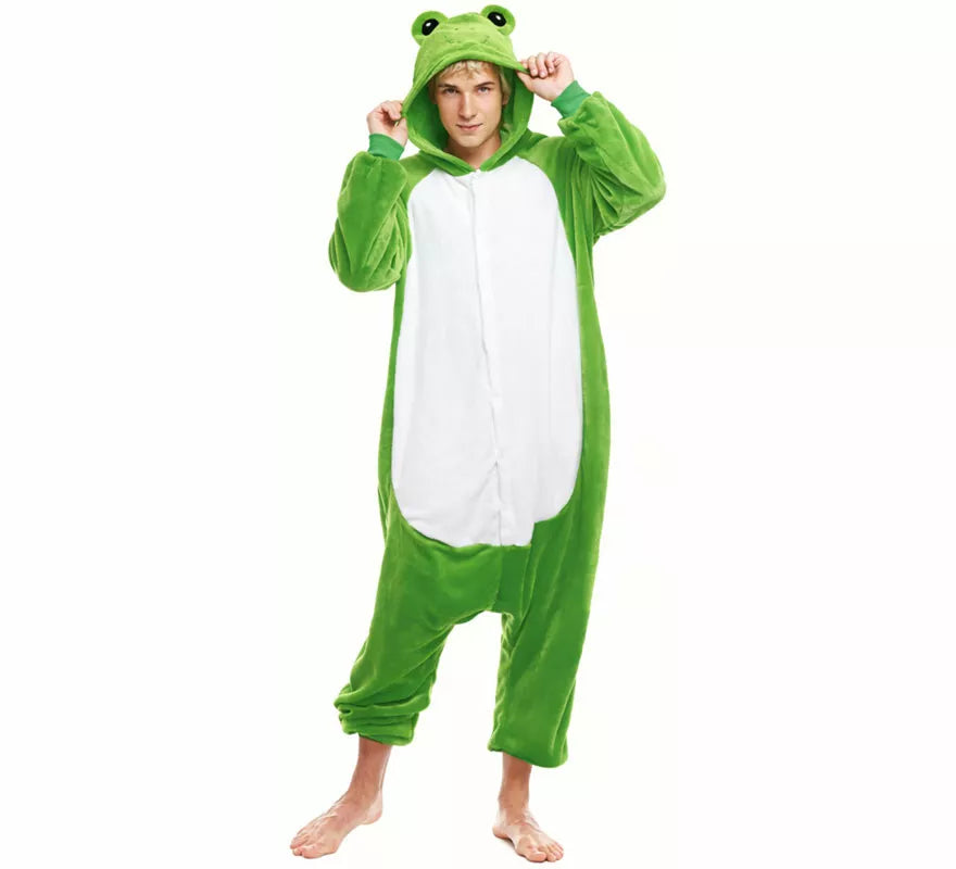 Translation missing: pt-PT.Disfraz de Pijama Rana verde con ojos para adultos