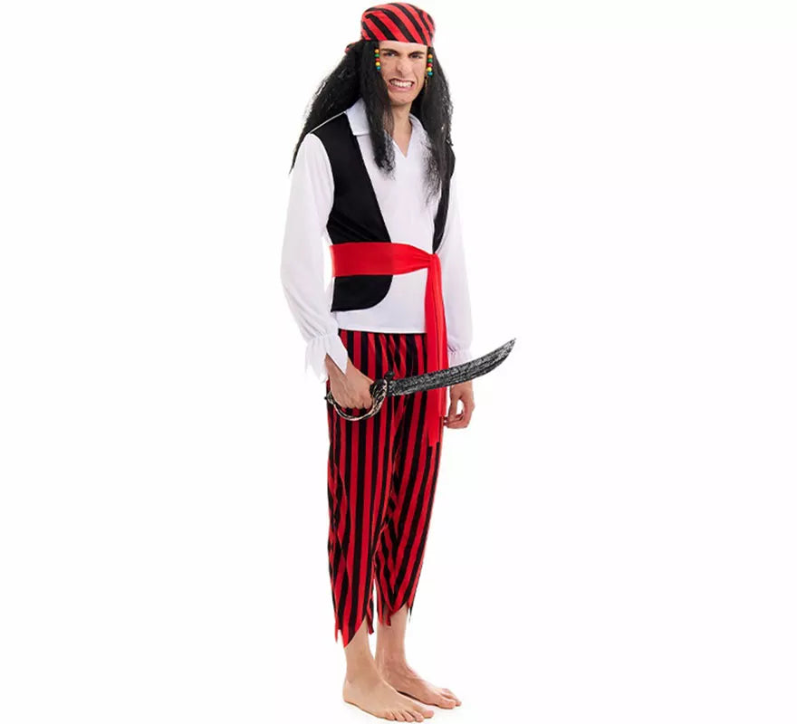 Translation missing: pt-PT.Disfraz de Pirata a rayas para hombre