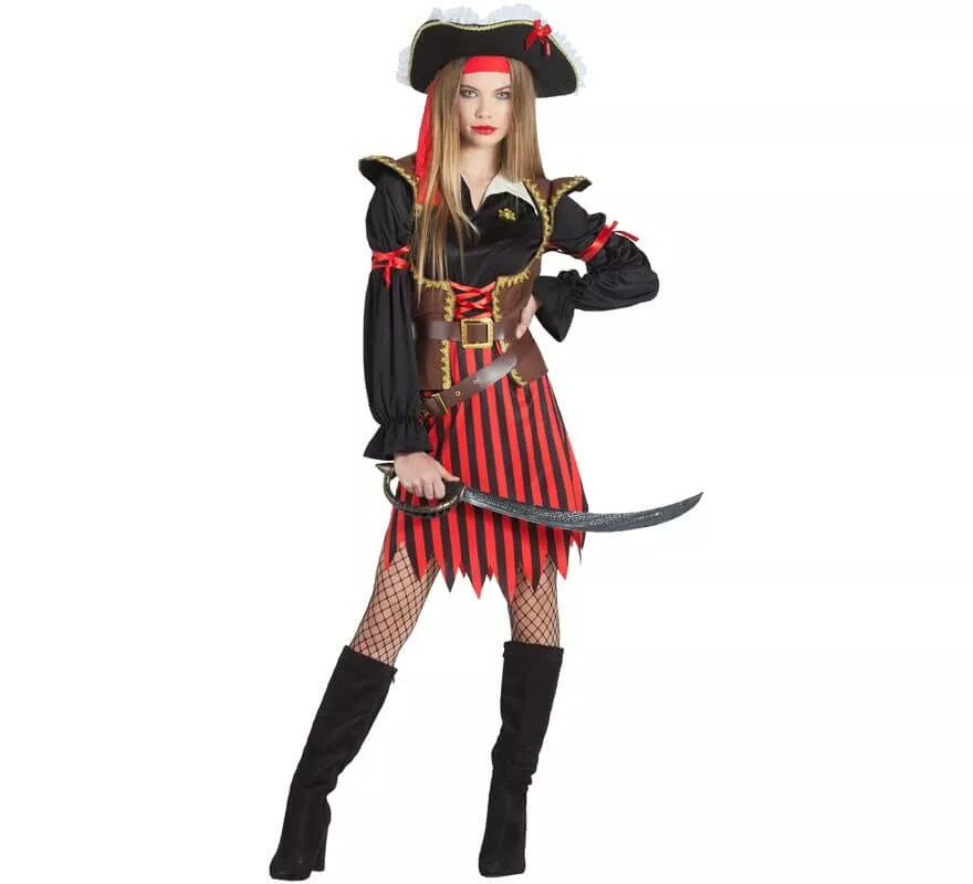 Translation missing: pt-PT.Disfraz de Pirata a rayas para mujer