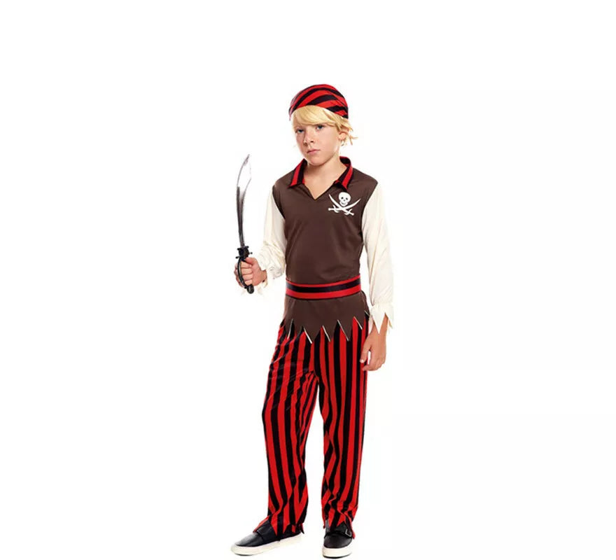 Translation missing: pt-PT.Disfraz de Pirata rojo a rayas para niño