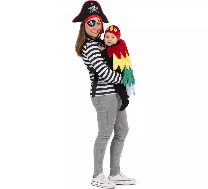 Translation missing: pt-PT.Disfraz de Pirata y Loro con cubremochila para adulto y bebé